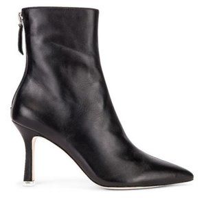 Classic Black Leather Pointed-Toe Ankle Boots